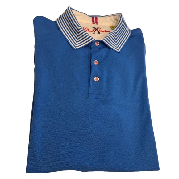 Robert Graham Mens Tailored Fit Polo Shirt Blue White Accents Size 2XL - Picture 1 of 13